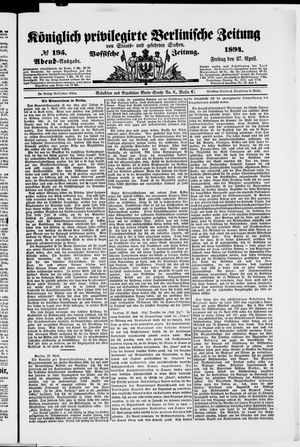 Königlich privilegirte Berlinische Zeitung von Staats- und gelehrten Sachen vom 27.04.1894
