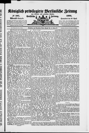 Königlich privilegirte Berlinische Zeitung von Staats- und gelehrten Sachen on Apr 28, 1894