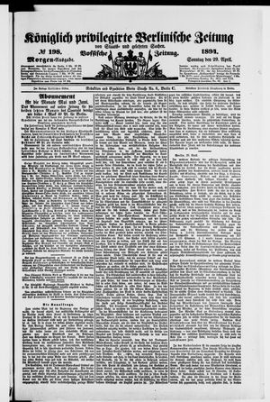 Königlich privilegirte Berlinische Zeitung von Staats- und gelehrten Sachen on Apr 29, 1894