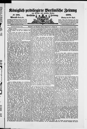 Königlich privilegirte Berlinische Zeitung von Staats- und gelehrten Sachen vom 30.04.1894
