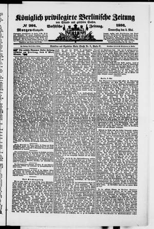 Königlich privilegirte Berlinische Zeitung von Staats- und gelehrten Sachen vom 03.05.1894