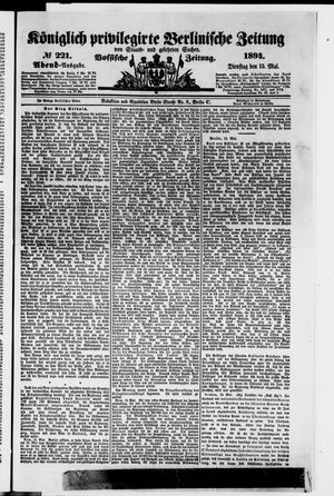 Königlich privilegirte Berlinische Zeitung von Staats- und gelehrten Sachen on May 15, 1894