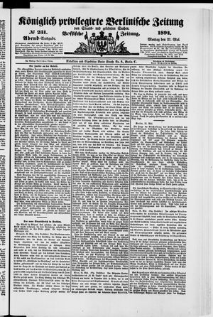 Königlich privilegirte Berlinische Zeitung von Staats- und gelehrten Sachen vom 21.05.1894