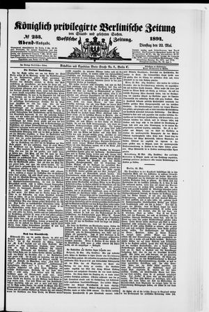 Königlich privilegirte Berlinische Zeitung von Staats- und gelehrten Sachen on May 22, 1894
