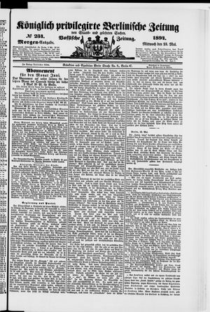 Königlich privilegirte Berlinische Zeitung von Staats- und gelehrten Sachen on May 23, 1894