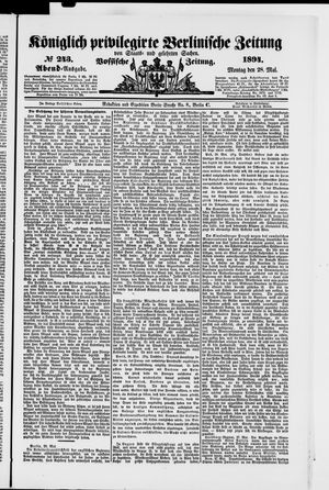 Königlich privilegirte Berlinische Zeitung von Staats- und gelehrten Sachen vom 28.05.1894