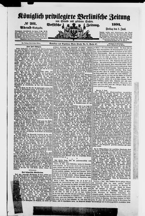 Königlich privilegirte Berlinische Zeitung von Staats- und gelehrten Sachen vom 01.06.1894