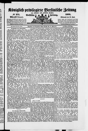 Königlich privilegirte Berlinische Zeitung von Staats- und gelehrten Sachen on Jun 13, 1894