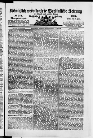 Königlich privilegirte Berlinische Zeitung von Staats- und gelehrten Sachen vom 15.06.1894