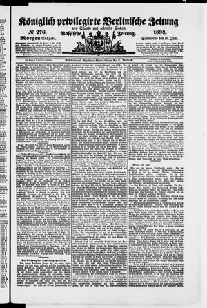 Königlich privilegirte Berlinische Zeitung von Staats- und gelehrten Sachen vom 16.06.1894