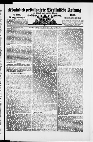 Königlich privilegirte Berlinische Zeitung von Staats- und gelehrten Sachen on Jun 21, 1894