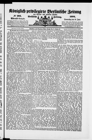 Königlich privilegirte Berlinische Zeitung von Staats- und gelehrten Sachen vom 21.06.1894
