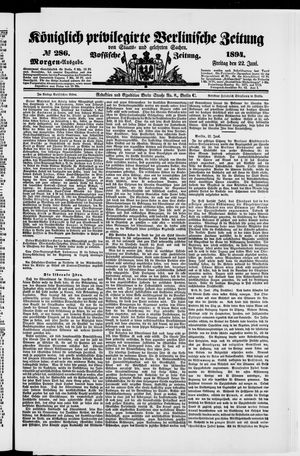 Königlich privilegirte Berlinische Zeitung von Staats- und gelehrten Sachen vom 22.06.1894