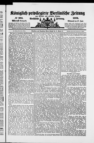 Königlich privilegirte Berlinische Zeitung von Staats- und gelehrten Sachen vom 27.06.1894