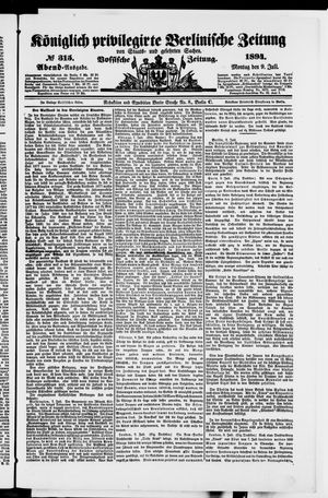 Königlich privilegirte Berlinische Zeitung von Staats- und gelehrten Sachen vom 09.07.1894