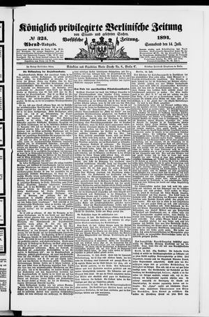 Königlich privilegirte Berlinische Zeitung von Staats- und gelehrten Sachen vom 14.07.1894