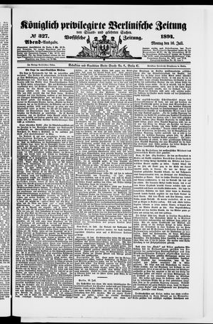 Königlich privilegirte Berlinische Zeitung von Staats- und gelehrten Sachen vom 16.07.1894