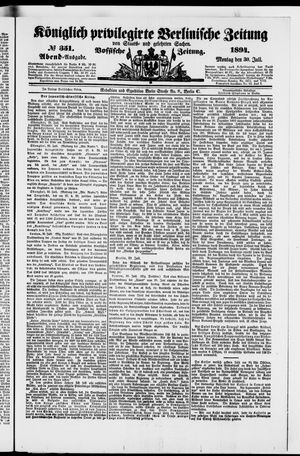 Königlich privilegirte Berlinische Zeitung von Staats- und gelehrten Sachen vom 30.07.1894