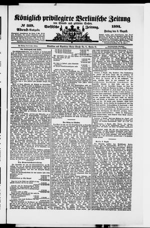 Königlich privilegirte Berlinische Zeitung von Staats- und gelehrten Sachen vom 03.08.1894