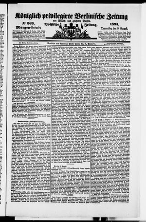 Königlich privilegirte Berlinische Zeitung von Staats- und gelehrten Sachen vom 09.08.1894
