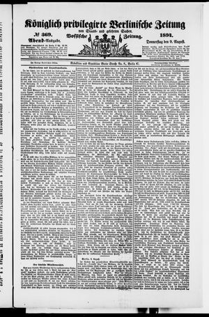Königlich privilegirte Berlinische Zeitung von Staats- und gelehrten Sachen vom 09.08.1894