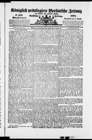 Königlich privilegirte Berlinische Zeitung von Staats- und gelehrten Sachen vom 11.08.1894