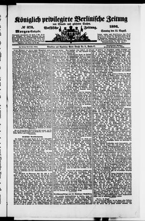 Königlich privilegirte Berlinische Zeitung von Staats- und gelehrten Sachen vom 12.08.1894