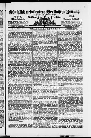 Königlich privilegirte Berlinische Zeitung von Staats- und gelehrten Sachen vom 13.08.1894