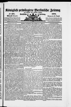 Königlich privilegirte Berlinische Zeitung von Staats- und gelehrten Sachen vom 20.08.1894