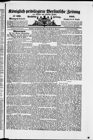 Königlich privilegirte Berlinische Zeitung von Staats- und gelehrten Sachen vom 21.08.1894