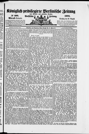 Königlich privilegirte Berlinische Zeitung von Staats- und gelehrten Sachen vom 21.08.1894