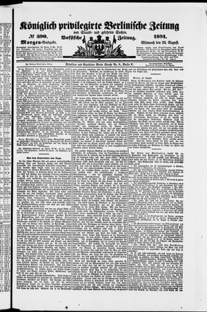 Königlich privilegirte Berlinische Zeitung von Staats- und gelehrten Sachen vom 22.08.1894
