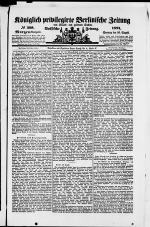 Königlich privilegirte Berlinische Zeitung von Staats- und gelehrten Sachen vom 26.08.1894