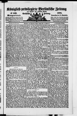 Königlich privilegirte Berlinische Zeitung von Staats- und gelehrten Sachen vom 13.09.1894