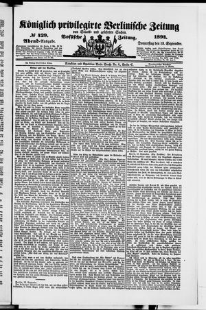 Königlich privilegirte Berlinische Zeitung von Staats- und gelehrten Sachen vom 13.09.1894