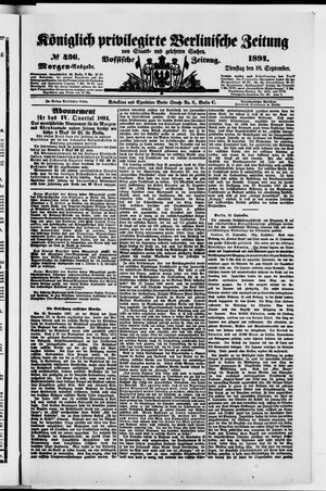 Königlich privilegirte Berlinische Zeitung von Staats- und gelehrten Sachen vom 18.09.1894