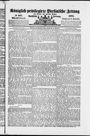 Königlich privilegirte Berlinische Zeitung von Staats- und gelehrten Sachen vom 18.09.1894