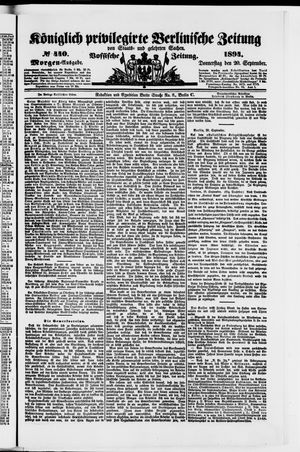 Königlich privilegirte Berlinische Zeitung von Staats- und gelehrten Sachen vom 20.09.1894