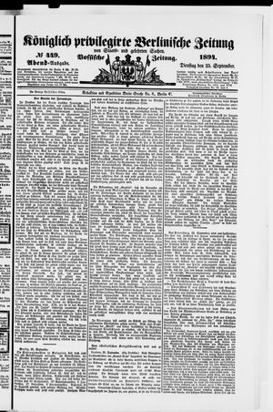 Königlich privilegirte Berlinische Zeitung von Staats- und gelehrten Sachen vom 25.09.1894