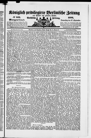 Königlich privilegirte Berlinische Zeitung von Staats- und gelehrten Sachen vom 27.09.1894