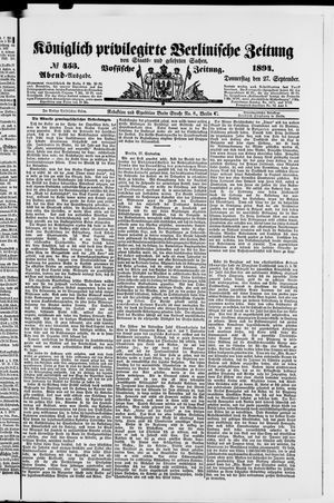 Königlich privilegirte Berlinische Zeitung von Staats- und gelehrten Sachen vom 27.09.1894