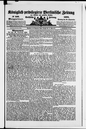 Königlich privilegirte Berlinische Zeitung von Staats- und gelehrten Sachen vom 30.09.1894