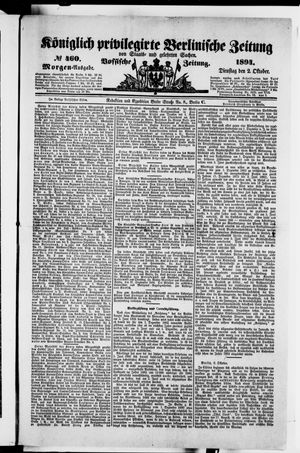 Königlich privilegirte Berlinische Zeitung von Staats- und gelehrten Sachen vom 02.10.1894