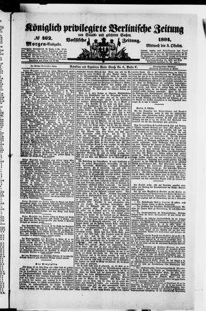 Königlich privilegirte Berlinische Zeitung von Staats- und gelehrten Sachen vom 03.10.1894