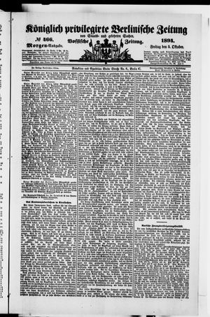 Königlich privilegirte Berlinische Zeitung von Staats- und gelehrten Sachen vom 05.10.1894