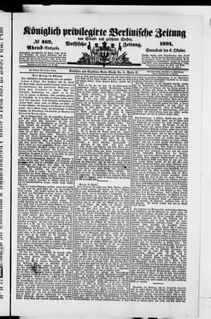 Königlich privilegirte Berlinische Zeitung von Staats- und gelehrten Sachen vom 06.10.1894