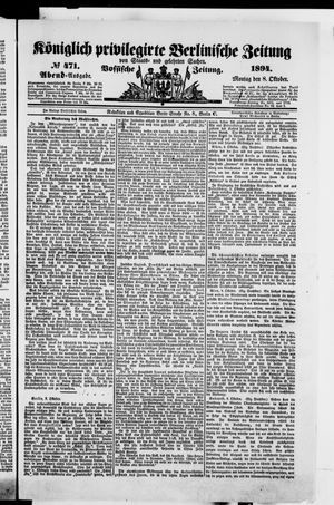 Königlich privilegirte Berlinische Zeitung von Staats- und gelehrten Sachen vom 08.10.1894