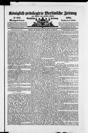 Königlich privilegirte Berlinische Zeitung von Staats- und gelehrten Sachen vom 09.10.1894