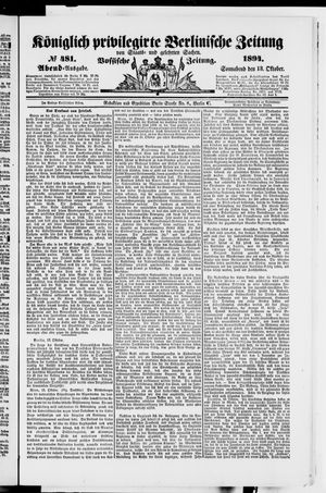 Königlich privilegirte Berlinische Zeitung von Staats- und gelehrten Sachen vom 13.10.1894