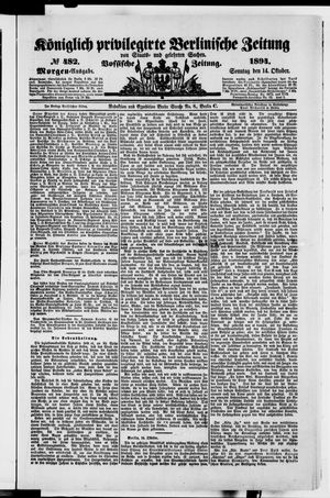 Königlich privilegirte Berlinische Zeitung von Staats- und gelehrten Sachen vom 14.10.1894